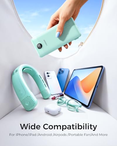 VEGER Portable Charger for iPhone, Power Bank Built in Cables and Wall Plug - color: Green