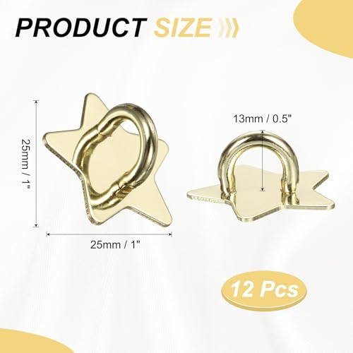 PATIKIL Metal Phone Charm Hook 1", 12Pcs Adhesive Star Shaped Phone Finger Grip Hook Smartphones Keychain Ring Charm Loop for DIY Tablet Case Accessories, Gold - color: Gold