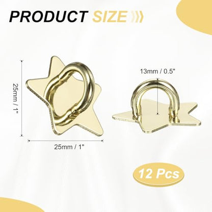 PATIKIL Metal Phone Charm Hook 1", 12Pcs Adhesive Star Shaped Phone Finger Grip Hook Smartphones Keychain Ring Charm Loop for DIY Tablet Case Accessories, Gold - color: Gold