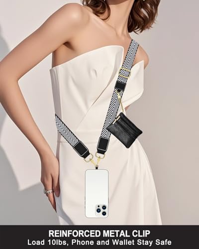 Nipichsha Crossbody Phone Strap with Wallet, Clip and Go Strap for Phone - color: Abstract Texture