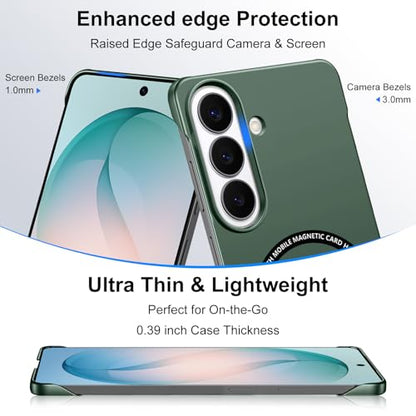 Frameless Slim Case for Samsung Galaxy S26 Plus, Silky Touch, Hard PC Matte Back, Exposed Sides Compatible with Mag-Safe, Anti-Scratch Shockproof Protective Cover for Samsung S26 Plus 5G (Green) - color: Green