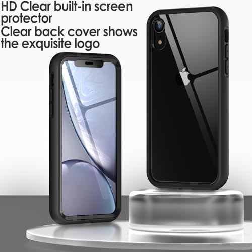JETech Case for iPhone XR, 360° Protection, Black | Built-in Screen Protector Anti-Scratch, 360 Degree Full Body Rugged