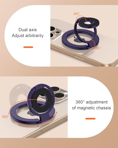 Magnetic Phone Ring Holder Grip, Foldable MagSafe Grip Stand for iPhone 17e - color: Purple