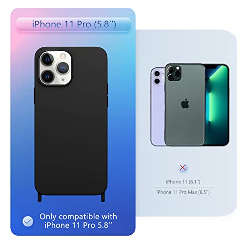 Compatible with iPhone 11 Pro Case with Lanyard Crossbody iPhone Case with Strap Adjustable Shockproof Drop Protection Silicone Phone Cover for iPhone 11 Pro 5.8’’ Black - color: Black, size: iPhone 11 Pro