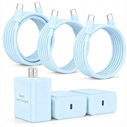 Fast Charger for iPhone 17 Pro Max, Super Fast USB C (6+6+10) FT Cables - color: Blue