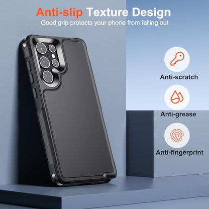 zapica Designed for Samsung Galaxy S22 Ultra Case, Black | Military Grade Drop Protection, Dual Layer Structure Design, Heavy Duty Shockproof Non-Slip Phone Cover - color: Black, size: Samsung Galaxy S22 Ultra 6.8''