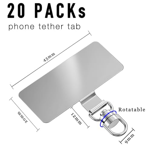 20 Pack Stainless Steel Phone Tether Tab for Lanyard & Strap - style: Rotatable