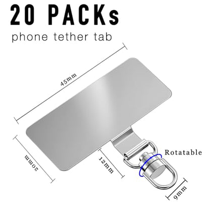 20 Pack Stainless Steel Phone Tether Tab for Lanyard & Strap - style: Rotatable