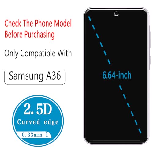 2+2 Pack Screen Protector for Samsung Galaxy A36 5G Tempered Glass - color: Samsung Galaxy A36 5G-Clear