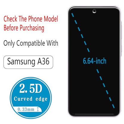 2+2 Pack Screen Protector for Samsung Galaxy A36 5G Tempered Glass - color: Samsung Galaxy A36 5G-Clear