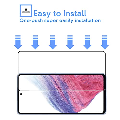 for Galaxy A53 5G Full Coverage Screen Protector Glass, [2 Pcs] Black Silk Anti-Scratch Easy to Install Tempered Glass Protective Film for Samsung Galaxy A53 5G (6.5-inch)