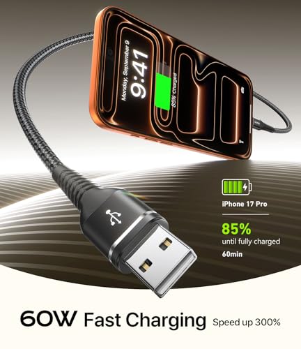 USB A to USB C Cable Fast Charging 10FT 2Pack USB to USBC Cable for CarPlay - color: Black, size: 10FT, style: 60W USB A to USB C