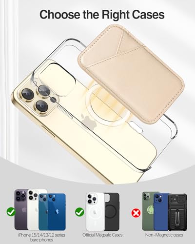 Miroddi for MagSafe Wallet, Ultra-Thin Magnetic Wallet with 2 Card Slots | RFID Blocking, No More Falling, Strongest Magnetic Card Holder for iPhone 17/16/15/14/13/12 Series & Pixel 10 Series, Gold - color: Gold