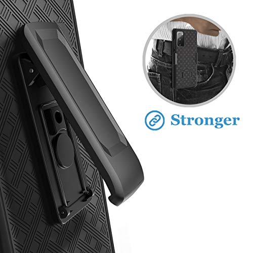 Fingic for Samsung Galaxy S20 FE Case with Belt Clip Holster Kickstand | Slim Combo Shell with Swivel Holster Rugged Shockproof Antiscratch Full Body Protective for Galaxy S20 FE 6.5" 2020, Black