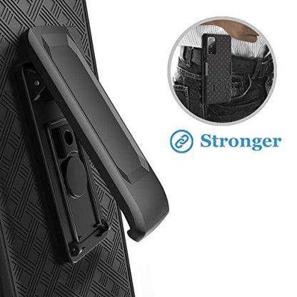 Fingic for Samsung Galaxy S20 FE Case with Belt Clip Holster Kickstand | Slim Combo Shell with Swivel Holster Rugged Shockproof Antiscratch Full Body Protective for Galaxy S20 FE 6.5" 2020, Black