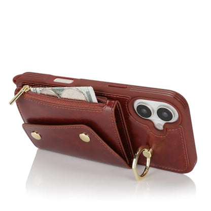 Lipvina Crossbody Wallet Case for iPhone 16 Plus,Dark Brown - color: 06-Dark Brown, size: iPhone 16 Plus 6.7"