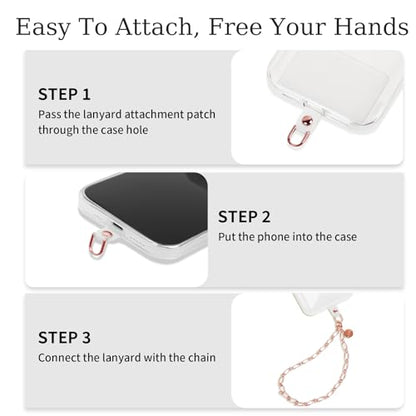 Phone Charm Detachable Metal Cellphone Wrist Strap for Women Girls, Cell Phone Lanyard - color: Aa-rose Gold