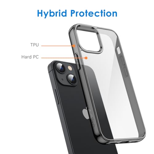 JETech Case for iPhone 13 mini, Anti-Yellowing, Black | Shockproof Protection, Scratch Resistant Hard PC Back, Durable Transparent TPU Bumper - color: Black