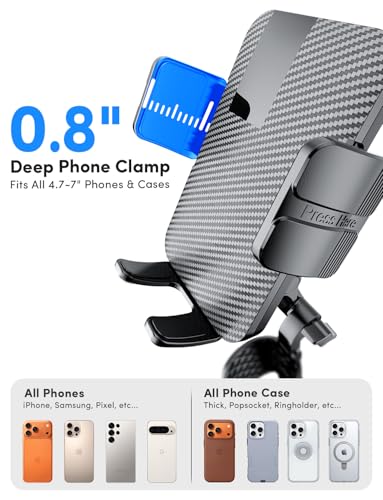 ELWEY Car Cup Holder Phone Holder, 15" Height Phone Mount Fit 2.6-4.8" Car Cupholder, 360° Swiveling Phone Holders for Your Car Fits iPhone 17 16 Pro Max & 4.7-7" Cell Phones