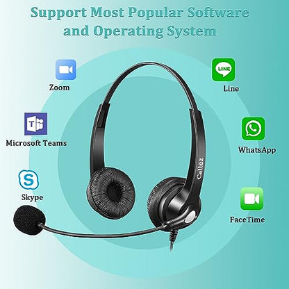 Callez 3.5mm Headset with Microphone Noise Cancelling for Cell Phone PC - color: Gray-Binaural