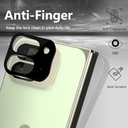 2 Pack Camera Lens Frame for Google Pixel 10 Pro Fold, 9H Glass Screen Protector Anti-Scratch, Tempered Glass Camera Cover Accessories for Google Pixel 10 Pro Fold, Black - size: for Google Pixel 10 Pro Fold