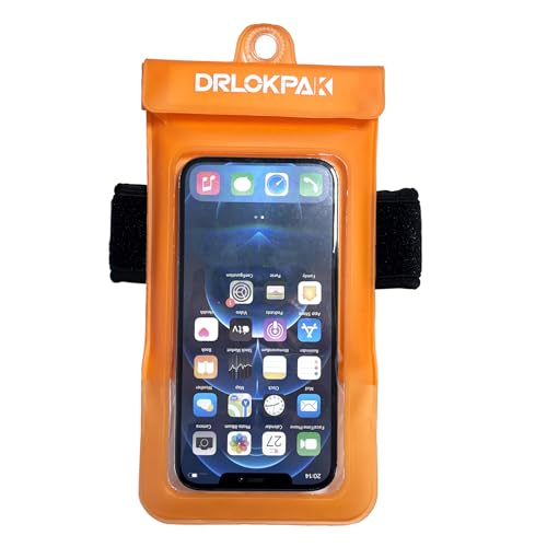 DRLOKPAK Waterproof Phone Case Armband Surfing Dry Bag Floating Waterproof Pouch Holder for iPhone 15 14 13 12 Pro Max XS Plus Se Galaxy S23 + Ultra W24 Google LG Phone up to 7inch (Orange) - color: Orange