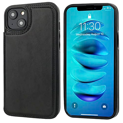 ONETOP for iPhone 14 Plus Wallet Case with Credit Card Holder,Black | Kickstand,ID/Cash Holder,Case Wallet with Card Slots,Double Magnetic Clasp,Durable PU Leather Shockproof Cover for Women Men - color: Black