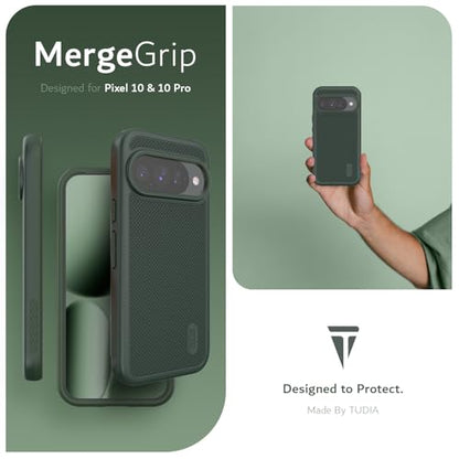 TUDIA MergeGrip [Compatible with Magsafe & Pixelsnap] Cases for Google Pixel 10 / Pixel 10 Pro Case 2025 – [Military Grade Drop Tested] Dual Layer Slim Shockproof Heavy Duty Protection - Pine Green - color: Pine Green, size: Pixelsnap 10 / 10 Pro