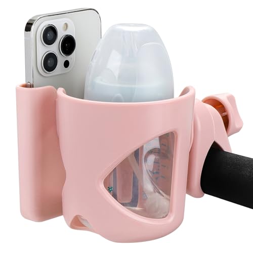 Accmor Stroller Cup Holder, Cup Holder for Walker Bike Wheelchair - color: Cup Phone Holder-Pink