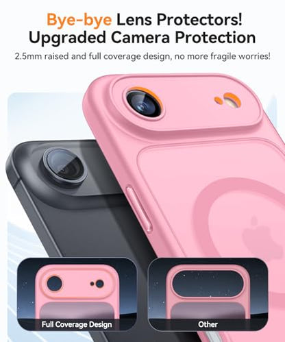 CANSHN Magnetic Compatible with iPhone Air Case(6.5 Inch), Upgraded [Full Camera Protection] [Compatible with Magsafe] [Translucent Matte] Shockproof Phone Cover for iPhone 17 Air Case,Pink - color: Pink, size: iPhone Air (6.9 Inch,1 Lens)