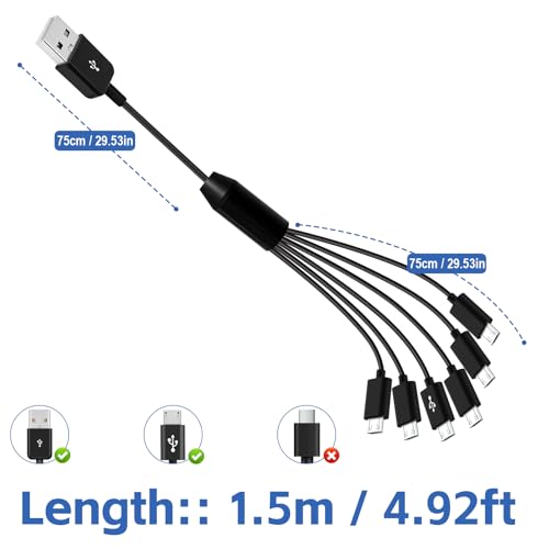 Micro USB Cable, Micro USB Splitter, Micro USB Charger & Data Cable 5ft - color: Black-5ft, size: 6