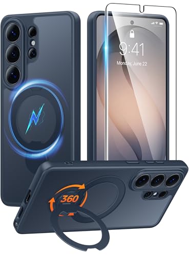 FNTCASE for Samsung Galaxy S26 Ultra Case with 360 Spin Magnetic Stand | Fit with Magsafe,Screen Protector,Full Camera Protection,Translucent Matte Military Grade Shockproof Phone Cover Deep Blue - color: Deep Blue, size: For Samsung Galaxy S26 Ultra 6.9