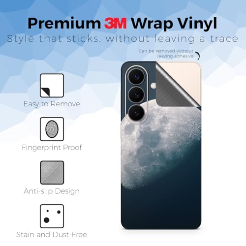 Phone Skin Compatible with Samsung Galaxy S26 - Moon - Premium 3M Vinyl Protective Wrap Decal Cover - Easy to Apply | Crafted in the USA by MightySkins - color: Moon, size: Galaxy S26 (Back Wrap), style: Matte Finish