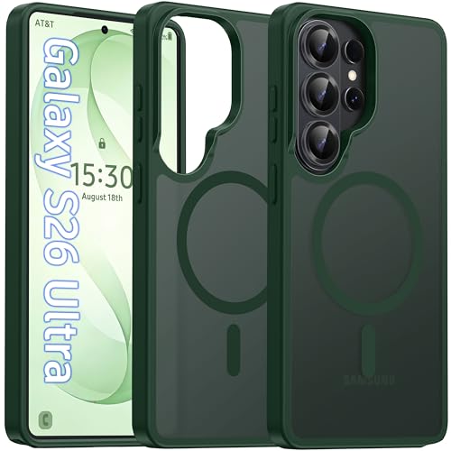 Oterkin Magnetic Samsung Galaxy S26 Ultra Case, Dark Green | Matte, Compatible with MagSafe, Frosted Translucent, Shockproof Anti-Scratch Slim Fit, Military Grade Protection - color: S26 Ultra-Dark Green, size: Galaxy S26 Ultra Case 6.9''