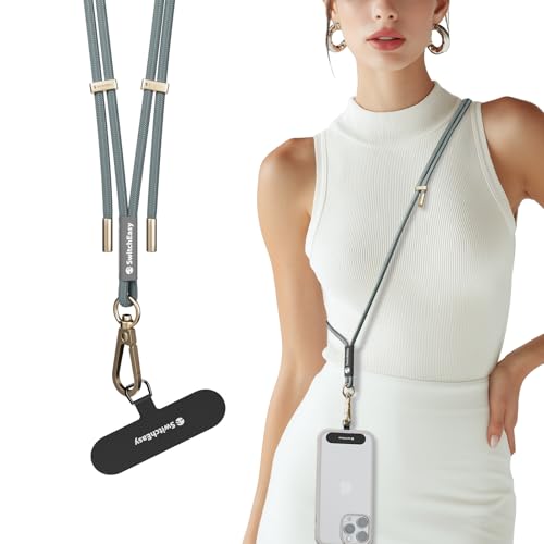SwitchEasy 6mm Adjustable Crossbody Phone Strap Compatible with Most Phones, Anti-Theft & Ant-Drop, Hands Free for Phone Lanyard Crossbody with Strap Card Phone Tether Tab-EasyStrap (Noctilucent Blue) - color: Noctilucent Blue, size: 6mm