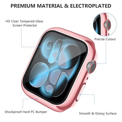 12 Pack Case for Apple Watch Series 11/10 42mm with Tempered Glass Screen Protector, Plated Hard PC Glossy Protective Cover, All-Around Bumper Compatible with iWatch Series 11/10 42mm - size: 42mm(Series 11/10）