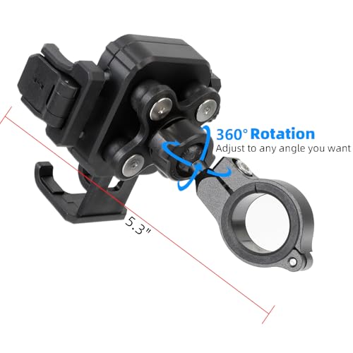 Motorcycle & Bike Phone Holder Mount with Vibration Dampener [Camera Friendly] [1-Second Lock & Release] [Aluminum Alloy Handlebar Clamp Base] for iPhone 17/16/15 Series, 4.7-7" Smartphones