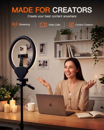 SENSYNE Ring Light with Stand, 50" Phone Tripod with Wireless Remote - size: 10-inch Ring Light