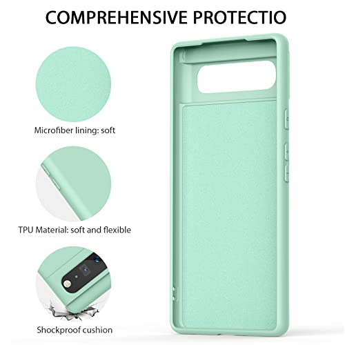 Amzpas Silicone Phone Case Compatible with Google Pixel 6, Soft Protective Smart Phone Case for Women Men, Durable Anti-Scratch Shockproof Phone Cover Cyan - color: Cyan
