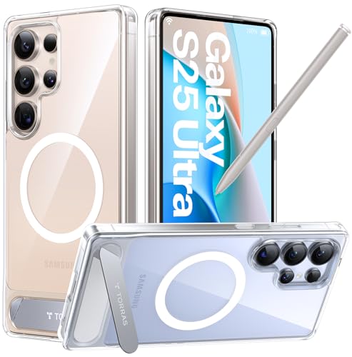 TORRAS Strong Magnetic & Seamless Stand for Samsung Galaxy S25 Ultra Case for MagSafe, Mil-Grade Drop Protection, Adjustable Kickstand for Samsung Galaxy S25 Ultra Case, Anti-Yellowing Diamond Clear - color: Clear, size: Galaxy S25 Ultra