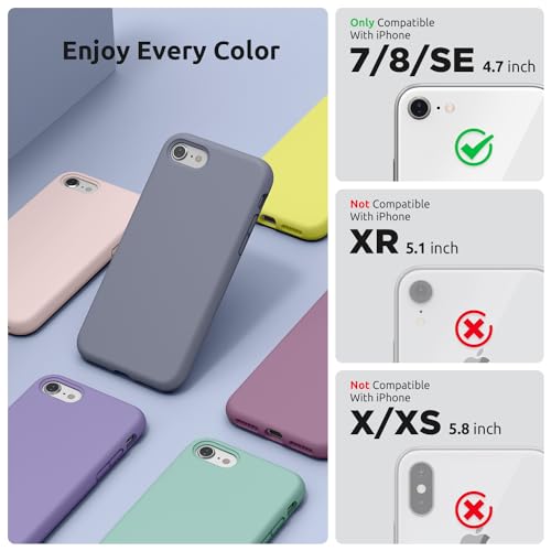 SURPHY Designed for iPhone SE Case, iPhone 8 Case, iPhone 7 Case, Liquid Silicone Phone Case for iPhone se 3rd 2nd SE 2022 SE 2020, Lavender Gray - color: Lavender Gray