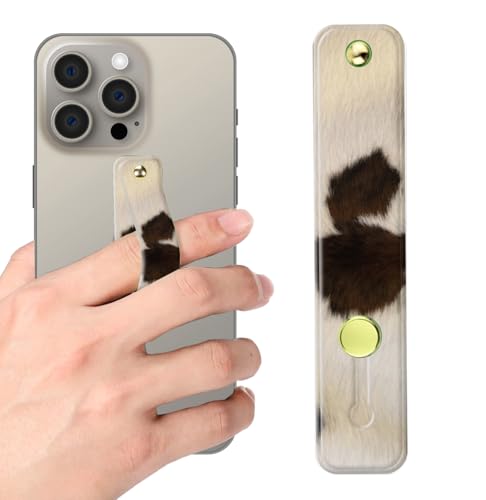 Phone Finger Strap Holder, Portable Phone Grip Loop, Telescopic Silicone Phone Stand, Compatible with Most Smartphones (Farm Animal Brown Cowhide Skin Cow) - color: Farm Animal Brown Cowhide Skin Cow