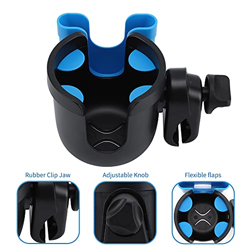 Accmor Wheelchair Cup Holder with Phone Holder, ﻿Universal 360° Rotatable Walker Cup Holder Rollator Scooter Accessory - color: Sky Blue
