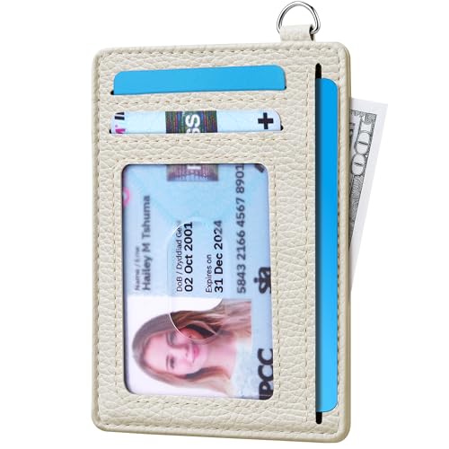 Mayski Slim Wallet, Credit Card Holder for Women, Minimalist Front Pocket RFID Blocking Card Cases, Small Wallet Women Men(Litchi Beige) - color: Litchi Beige