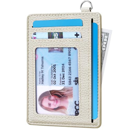 Mayski Slim Wallet, Credit Card Holder for Women, Minimalist Front Pocket RFID Blocking Card Cases, Small Wallet Women Men(Litchi Beige) - color: Litchi Beige