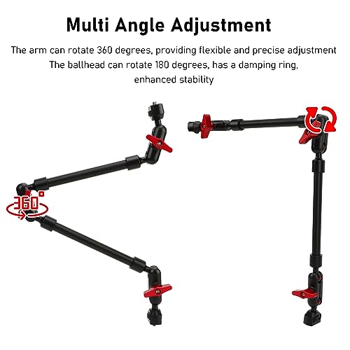LICAEVEY 22 Adjustable Magic Arm with Clamp Camera Mount, Articulating Arm Friction Magic Arm Camera Mount Clamp with 1/4in Thread for LED Light Video Rig Tripod Action Camera