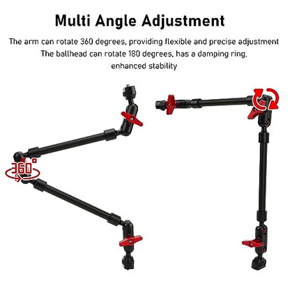 LICAEVEY 22 Adjustable Magic Arm with Clamp Camera Mount, Articulating Arm Friction Magic Arm Camera Mount Clamp with 1/4in Thread for LED Light Video Rig Tripod Action Camera