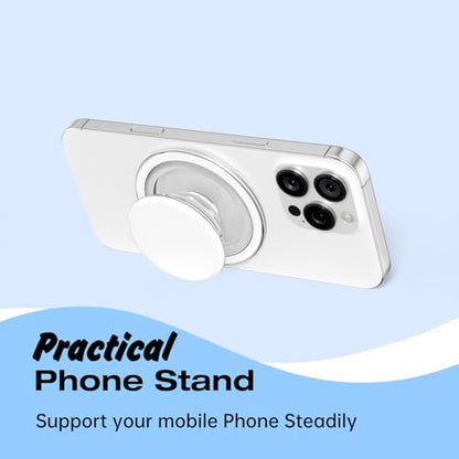 Svanove Magnetic Cell Phone Grip Compatible with Magsafe, Collapsible Phone Stand Holder Round Expanding Kickstand for iPhone Samsung Mobile Phones, Cute Soft Silicone Glossy Jelly, White - color: White, style: Magnetic