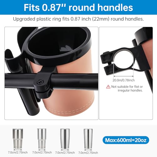 3-in-1 Universal Bike Cup Holder with Cell Phone Case Keys Hook, Beige - color: beige