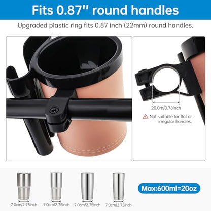 3-in-1 Universal Bike Cup Holder with Cell Phone Case Keys Hook, Beige - color: beige